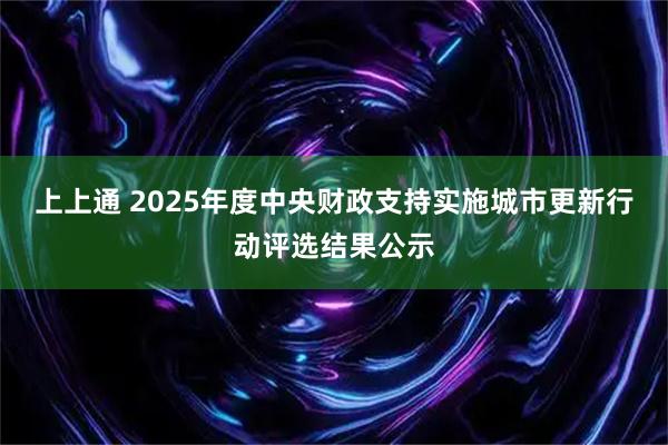 上上通 2025年度中央财政支持实施城市更新行动评选结果公示