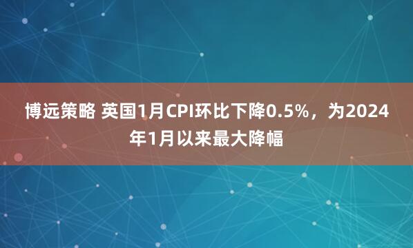 博远策略 英国1月CPI环比下降0.5%，为2024年1月以来最大降幅