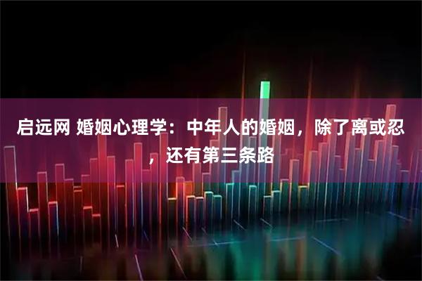 启远网 婚姻心理学：中年人的婚姻，除了离或忍，还有第三条路